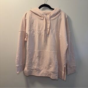 Calvin Klein Women’s Light Pink Embroidered Drawstring Hoodie Sz L NWT